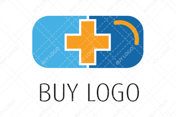 Rectangular Abstract of a Pill within it a Medical Cross Logo